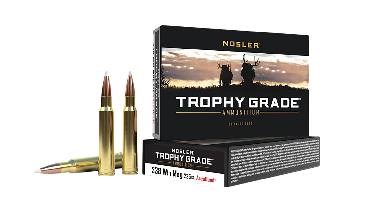 Nosler 60074 Trophy Grade Hunting 338 Win Mag 225 gr AccuBond 20 Per Box/ 10 Cs