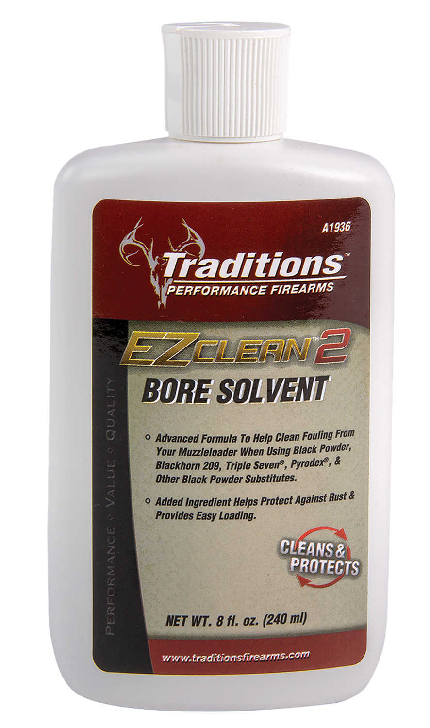 Traditions A1936 EZ Clean 2 Bore Solvent Against Fouling Rust 8 oz Squeeze Bottle
