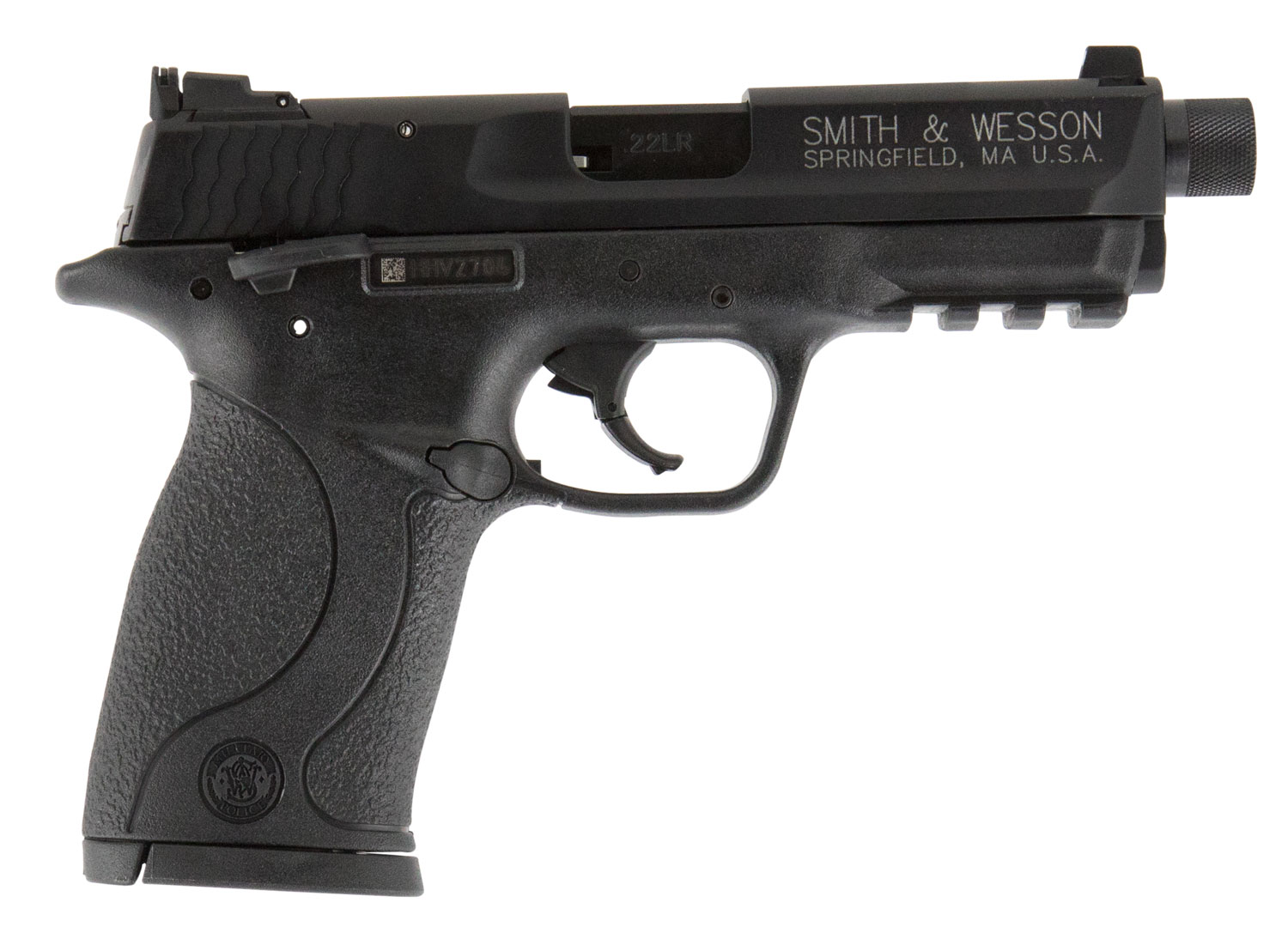 Smith & Wesson 10199 M&P Compact 22 LR 3.50" Threaded Barrel 10+1, Black Polymer Frame With Picatinny Acc. Rail, Black Armornite Aluminum Slide, Ambidextrous Manual Safety