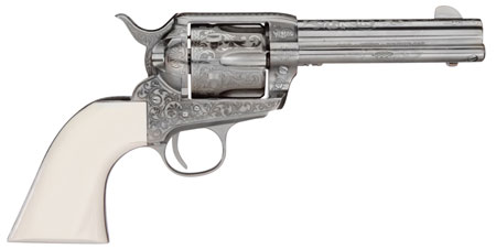 TAYLOR 1873 OUTLAW LEGACY NICKEL ENGRAVED 4.75in .45LC IVORY