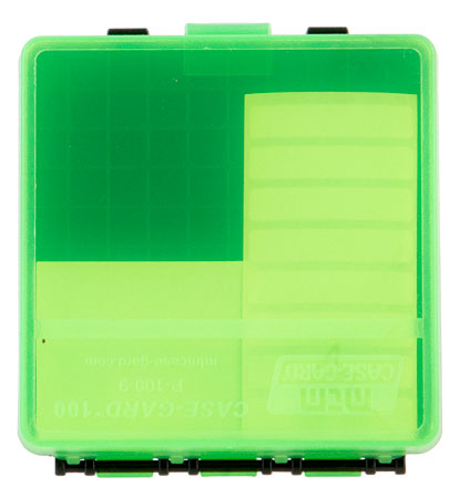Ammo Box 100 Round 9mm Flip Top ClrGrn/Black