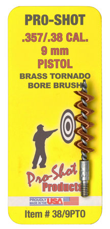 PROSHOT .38 CAL./9MM PISTOL GUNSMITH TORNADO BORE BRUSH 38/9PTO