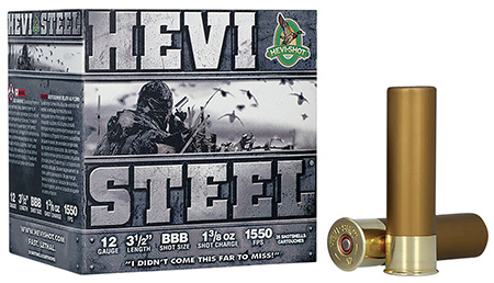 HEVI STEEL 12GA 3-1/2" 1-3/8oz 1550fps #BBB 25RD
