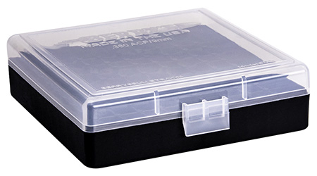 #001 380/9MM CLEAR/BLACK AMMO BOX 100 ROUND