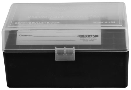 409 - .243/.308 Cal. 50rd Clear/Black ammo box