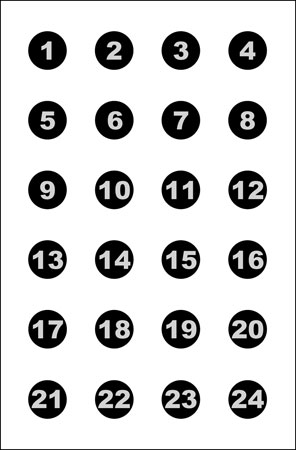 ACTION TGT 24 3" NMBR CIRCLES 100PK