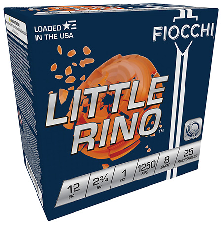 Fiocchi 12GA 2 3/4" 1oz #8 Shot Little Rino 1250fps 25rd