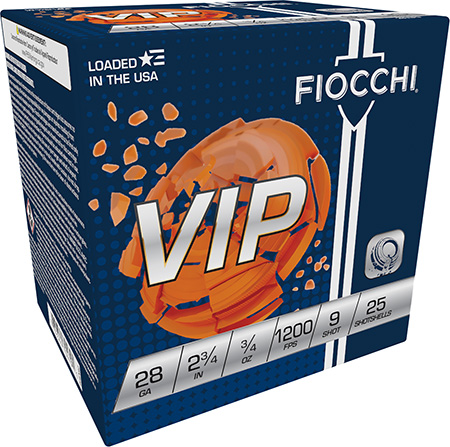 FIOCCHI EXACTA TARGET VIP AMO 28GA 2.75 IN 3/4 OZ #9 1200FPS 25-RD (10 BOX CASE)