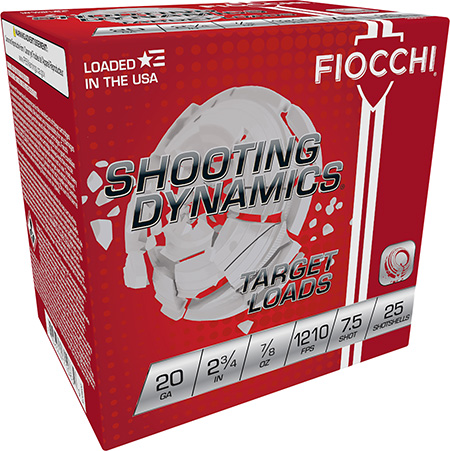 FIOCCHI SHOOTING DYNAMICS AMO 20GA 2.75 IN 7/8 OZ #7.5 1210FPS 25-RD ( 10 BOXES PER CASE )