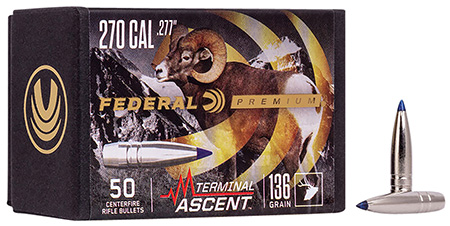FEDERAL .277 CALIBER 136GR TERMINAL ASCENT COMP BULLET  50RD