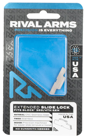Rival Arms Extended Slide Lock for Glock Gen3/4 - Stainless