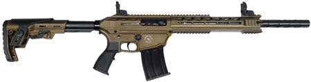 TAC PRO 12ga Semi2- 5rnd 18.5" brl Flip Up Sights Quad Rail Bronze