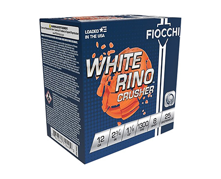FIOCCHI 12GA  2 3/4" 1 1/8oz #8 WHITE RINO CRUSHER 1300fps 25RD