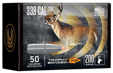 FEDERAL .338 CALIBER 200 GR TROPHY TIP COMPONENT NON-CANNELURE BULLET 50RD
