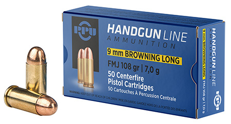 PPU PPH9BL      9MM BRN LONG 108 FMJ         50/20