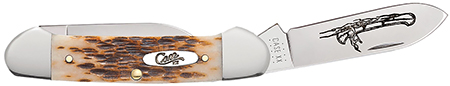 CASE 00263 AMBER BONE PEACH SEED JIG CANOE