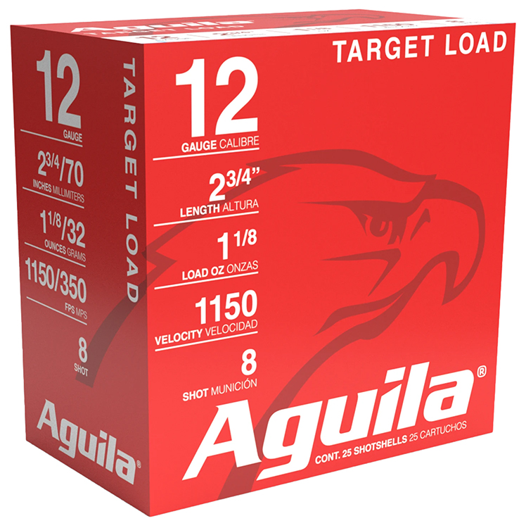 Aguila 12ga Target 2-3/4 1-1/8oz Light 1150fps #8 25/RD
