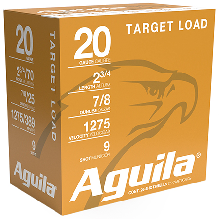 Aguila 20ga Target 2-3/4 7/8oz 1275fps #9 25/RD