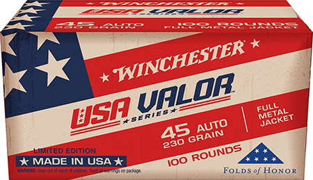 Winchester USA Valor 45 ACP 230 Grain Full Metal Jacket Ammo - Box of 100