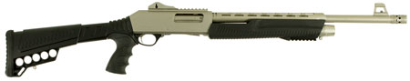 Dickinson Commando XX3D Marine Tactical Pump Shotgun 3'' 12 Gauge 20'' Silver Marinecote - Synthetic Adjustable w/Pistol Grip - Black