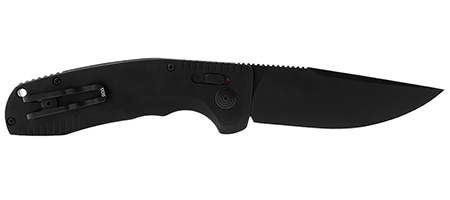 ~SOG-Tac BL/PL 3.5" Drop Point D2 Black Scales Auto