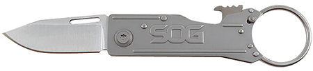 SOG KEYTRON 1.8" CLIP POINT PLAIN GRAY KEYTRON, SATIN, STRAIGHT, CLAM PACK