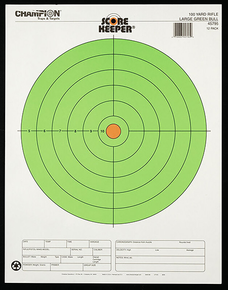 CHAMP 45795      100YD LG GRN BULLEYE 12PK