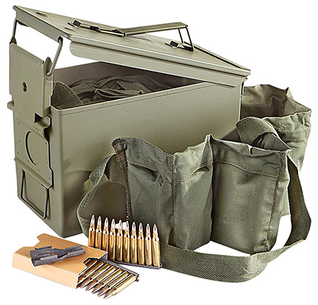 223A 55Gr. FMJ W bandoleer in M2A1 840 Rds 10 Rd clips 6 Bandoleers In Ammo Can - 2 tins per case