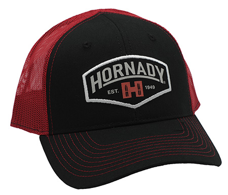 HORN 99214       HORNADY  BLACK/RED EST   MESH HAT