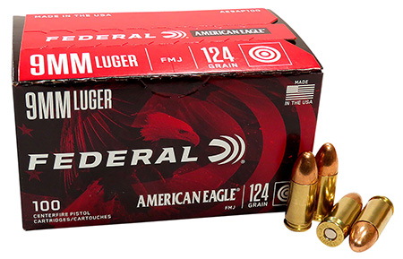 FEDERAL 9MM LUGER 124GR FMJ AMMO 100RD