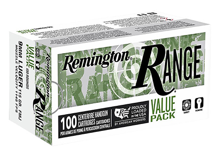 REMINGTON 9MM LUGER 115 FMJ RANGE HANDGUN AMMO 100RD