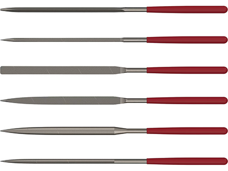 B/C GUNSMITHING FILE SET 6PC BLK/RD