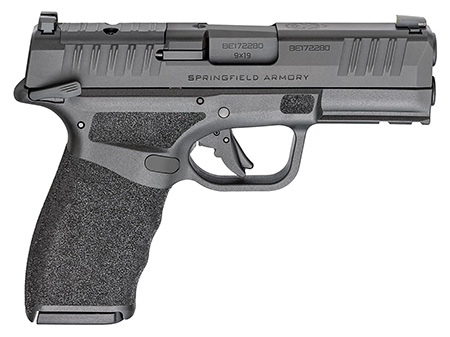 Springfield Hellcat Pro 9mm 3.7" Black 17rd Manual Safety; Black polymer frame & grip, Melonite Optics Ready Slide; Tritium/Luminescent Front Sights; Tactical Rack U Notch Rear Sights 1X17rd & 1x15rd Mags