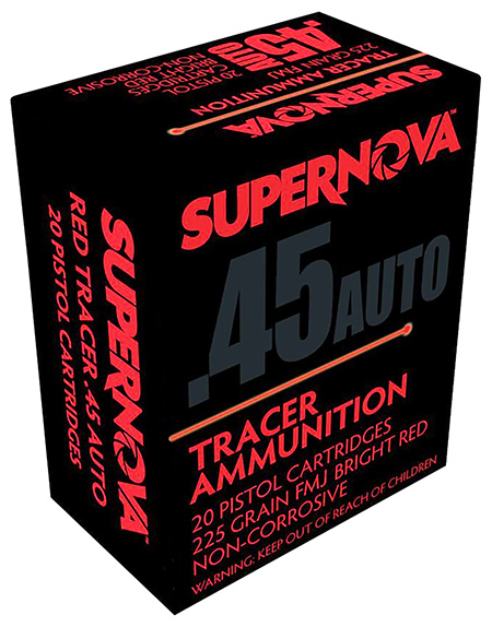 SUPERNOVA  AMMUNITION AMO 45 AUTO 225GR FMJ RED TRACER 20RD ( 50 BOXES PER CASE )