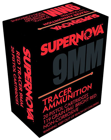 SUPERNOVA  AMMUNITION AMO 9MM 119GR FMJ RED TRACER 20RD ( 50 BOXES PER CASE )