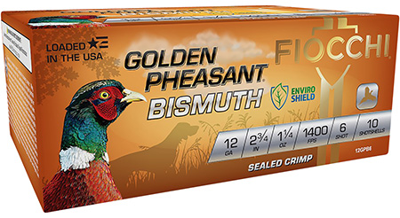 GOLDEN PHEASANT BISMUTH 12ga 2 3/4" 1 1/4oz #6 SHOT 10RD/Box 1400 fps