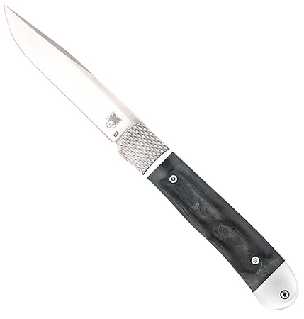 Trapper Hidden Release 3.125" Black D2 Steel Hidden Bolster Release Black Bone Scales