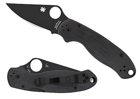 Spyderco Para 3 Black 3" Plain Edge Black G-10 scales CPM S30V Blade Steel