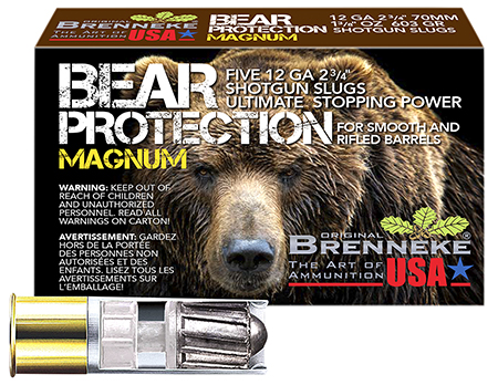 BRENNEKE BEAR PROTECTION MAGNUM SLUG AMO 12GA 2.75 IN 1.375 OZ 5-RD