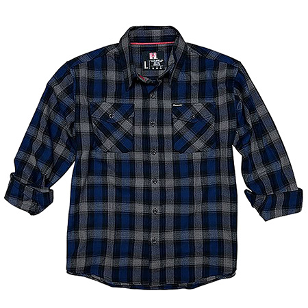 Hornady Gear 32203 Flannel Shirt Large Navy/Black/Gray, Cotton/Polyester, -img-1