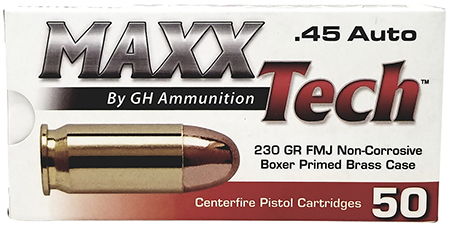 MAXXTECH 45 ACP 230GR FMJ 50RD BRASS CASE