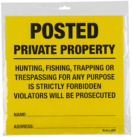 ALLEN 15824  POSTED NO TRESPASSING SIGN 12 PK