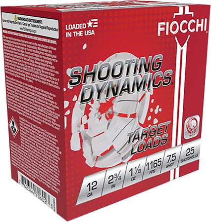 FIOCCHI SHOOTING DYNAMICS AMO 12GA 2.75 IN 1 1/8 OZ #7.5 1165FPS 25-RD (10 BOXES PER CASE)
