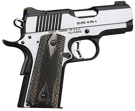 Eclipse Ultra II .45ACP, 3" Two-Tone Pistol, Tritium Night Sights, 7rd Magazine, Laminated Gray/Black Grips, Black Pistol with Stainless Sides