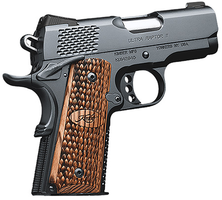 ~Ultra Raptor II .45ACP, 3", Black Pistol, Tritium Night Sights, 7rd Magazine, Zebrawood grips w/scale pattern
