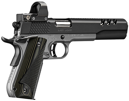 Super Jagare 10mm, 6", Two-Tone Black/Gray Pistol, DeltaPoint Pro Optic, Ported Barrel, 8rd Magazine, Micarta Grips, Carry Cut