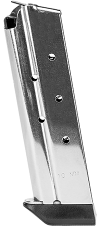 1911 Full Size 10mm 8rd Mag Stainless Extended Base Pad, For Kimber Custom & Pro Models