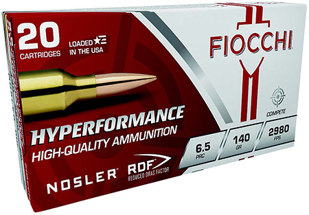 FIOCCHI AMO 6.5 PRC 140GR NOSLER RDF 20-RD ( 10 BOXES PER CASE )