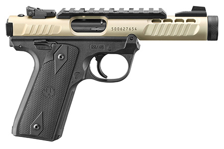 RUGER MRK IV 22/45LTE 22LR 4.4" T.B. CHAMPAGNE ANODIZED BLACK GRIPS 2-10RD MAGS