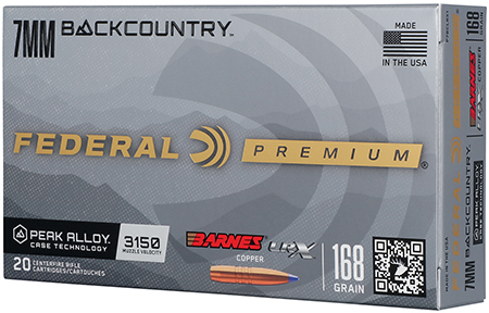 FEDERAL 7MM BACKCOUNTRY 168GR BARNES LRX COPPER 20RD/BX 10BX/CS